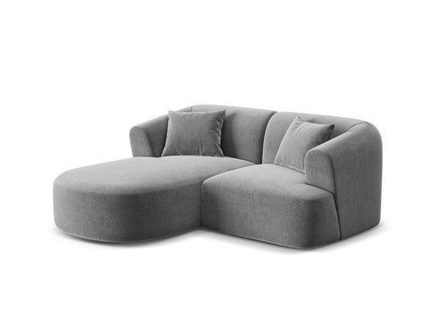 Cosmopolitan Design Modulaire hoekbank links Campi 3-zits, flueel grijs - 156x180x70cm