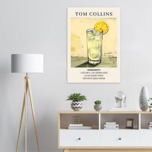 Artfulprints Poster met Lijst Tom Collins cocktail - Ingrediënten   - 30x40 cm - Groen