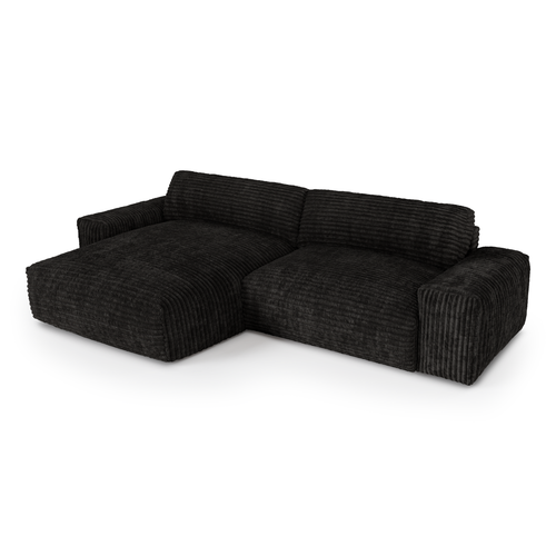 Sia Home - Hoekbanken links BLISS - XXL ribfluweel - Zwart - 220cm - vtwonen shop