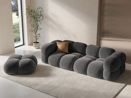 Cosmopolitan Design Poef Loretto flueel grijs - 90x90x40cm