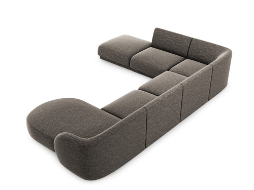 Micadoni Panoramische hoekbank links Miley 6-zits, chenille, grijs - 255x330x70cm