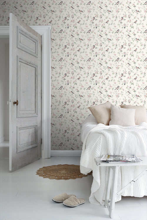 Borastapeter behang bloemen en vogels beige - 53 cm x 10.05 m - 660392 - vtwonen shop