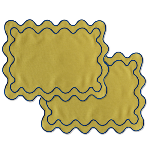 Kulu Club placemats Wavy - linnenmix - groen - set van 2 - vtwonen shop