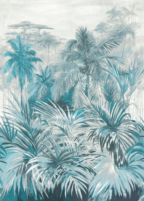 Sanders & Sanders fotobehang jungle-motief aqua groen blauw - 212 x 295 cm - 640279