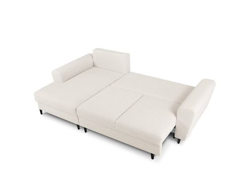 Cosmopolitan Design Uitklapbare hoekbank links met opbergdoos Kyoto 4-zits, boucle, beige - 145x241x88cm