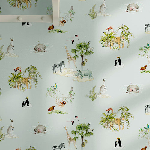 Sophie Allport Vliesbehang Kinderkamer - Animals of the World Misty Blue