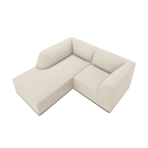 Cosmopolitan Design - Modulaire hoekbank links Siena 3-zits, ribfluwelen lichtbeige - 180x186x69cm