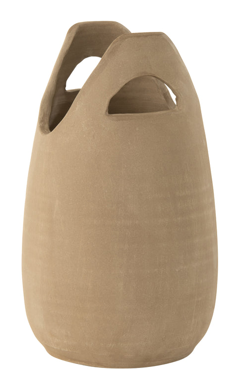 J-Line vaas Handvat - keramiek - beige - large - 40 cm hoog - vtwonen shop
