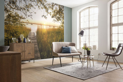 Sanders & Sanders fotobehang oever van het meer groen - 300 x 250 cm - 612526