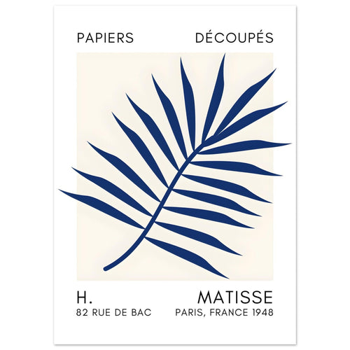 Artfulprints Poster Matisse – Floral reef navy blue II   - 50x70 cm - Blauw