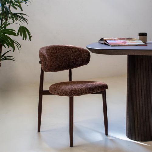 Giga Meubel Eetkamerstoel Alexia - Rood/Walnoot - 52x56x77cm - Set van 2