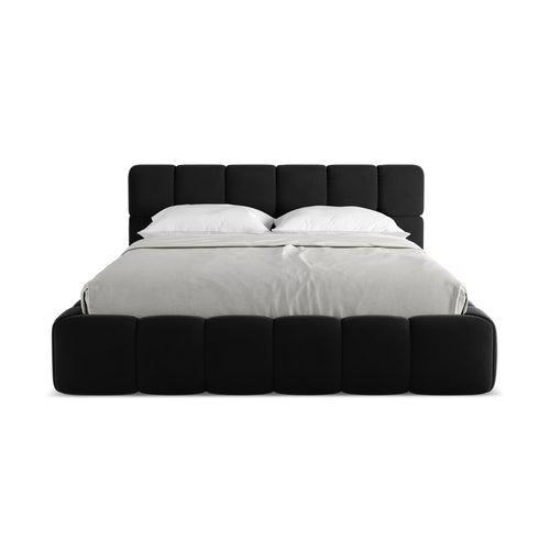 LaMiaSofa Bed met opbergruimte Roma - velours - zwart - 180x228x82