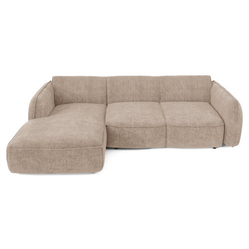 Sia Home - Rechte hoekbanken LIVIA - Fluweel weefsel - Beige - 274cm