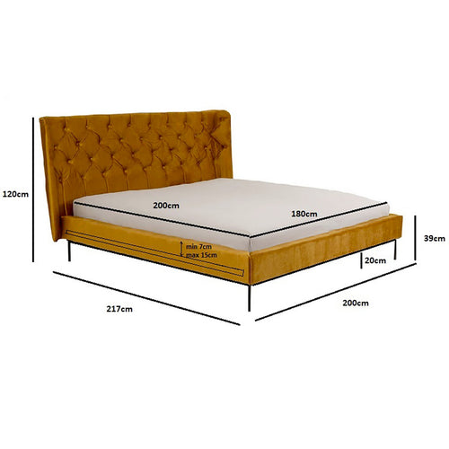 Kare Design Bed Audrey 180x200cm fluweel oker