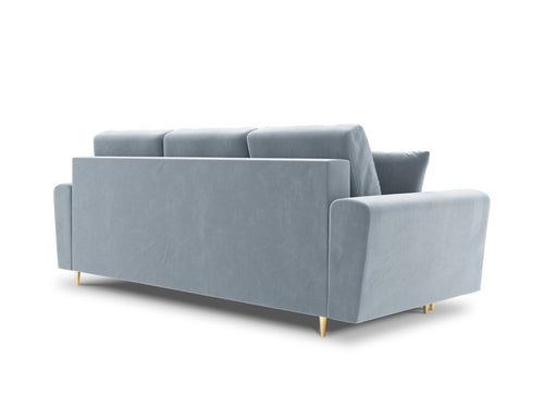 Cosmopolitan Design Slaapbank met opbergdoos Kyoto 3-zits, flueel, lichtblauw - 100x235x88cm