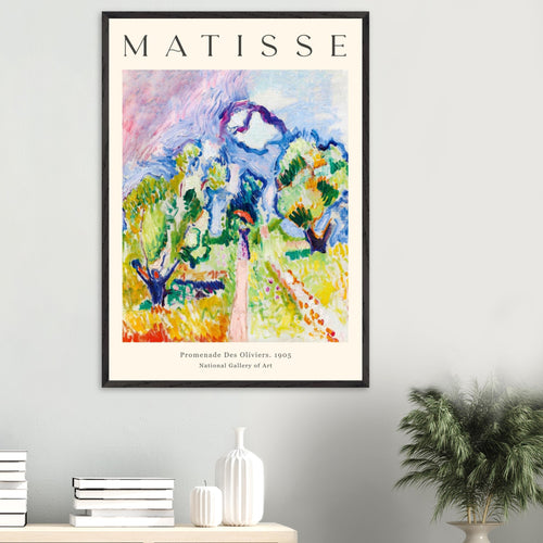 Artfulprints Poster met Lijst Matisse - Promenade des oliviers 1905   - 30x40 cm - Meerkleurig