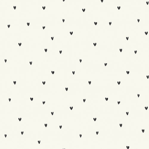 Next vliesbehang Ditsy Heart zwart wit 10mx52cm