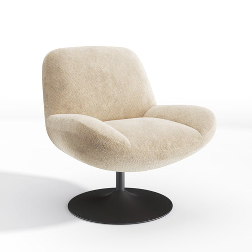 Premium Interiors - Draaistoel RETRO - krullend fluweel beige 71cm