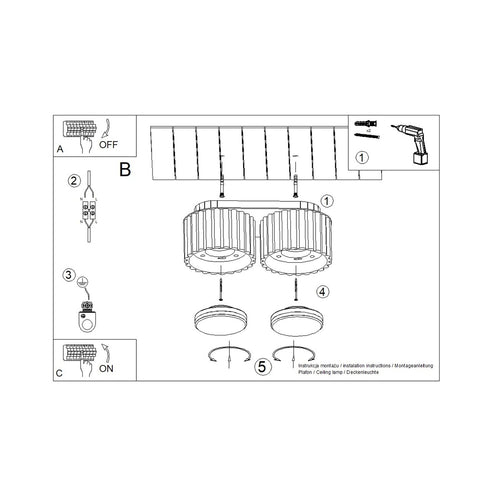 Sollux Lighting Plafondlamp AURA 2 zwart Gx53 - 21x10x12cm