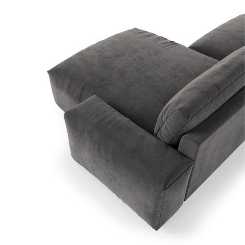 Sia Home - Rechthoekige hoekbank BLISS - fluweel grafietgrijs 310cm