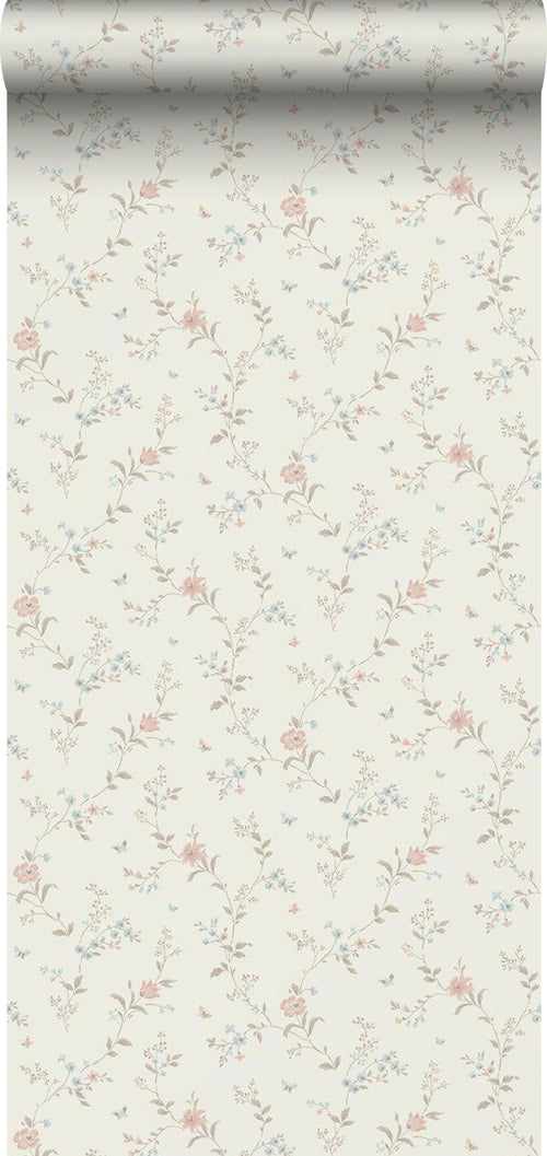 Borastapeter behang bloemetjes beige - 53 cm x 11.2 m - 660148 - vtwonen shop