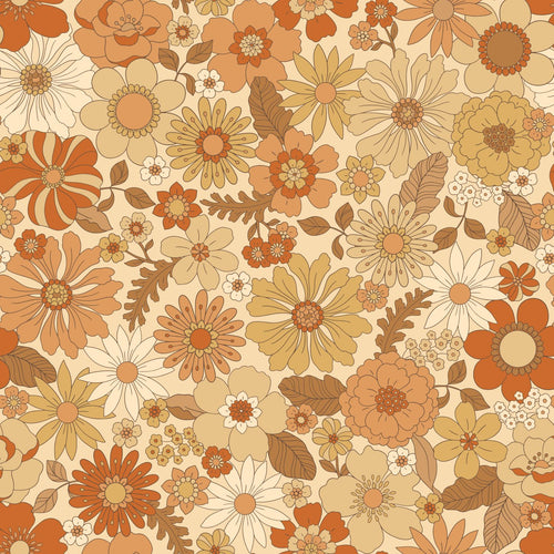 ESTAhome behang retro bloemen oranje - 53 cm x 10.05 m - 130963 - vtwonen shop