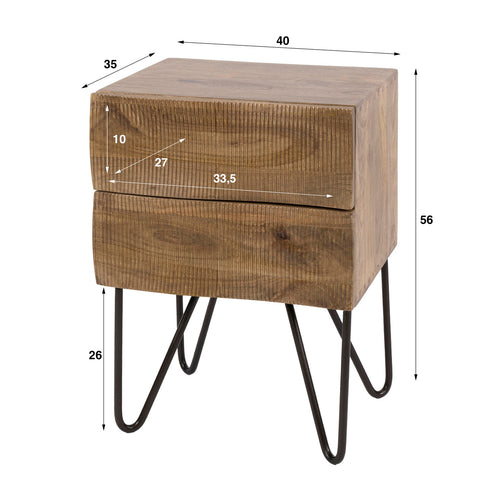 Giga Living Nachtkastje Ocean - Zand Hout - 35x40x56cm
