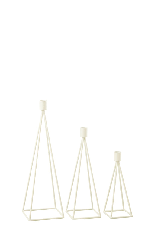J-Line kandelaar - metaal - wit - 3 stuks