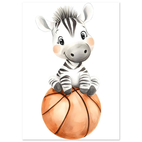 Artfulprints  Sportieve zebra   poster A4 21x29.7 cm - vtwonen shop