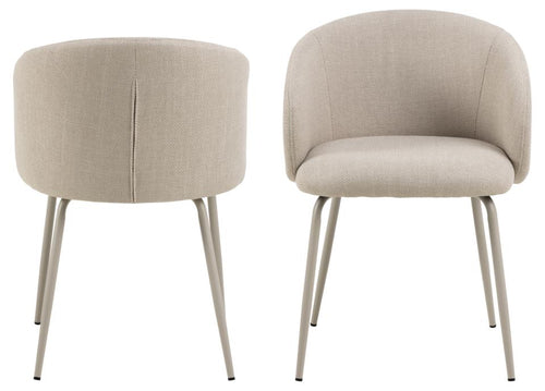 Rebellenclub Eetkamerstoel Rylin - Set van 2 - Beige met beige frame