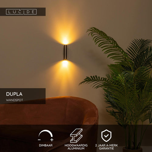 Lucide wandspot DUPLA - 2xGU10 (MR11) - Koffie