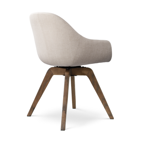Nolon Noor-Mae draaibare eetkamerstoel beige - walnoot houten onderstel