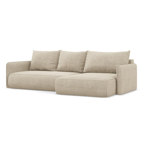 LaMiaSofa hoekbank rechts Palermo - chenille stof - donkerbeige - 240x148x86