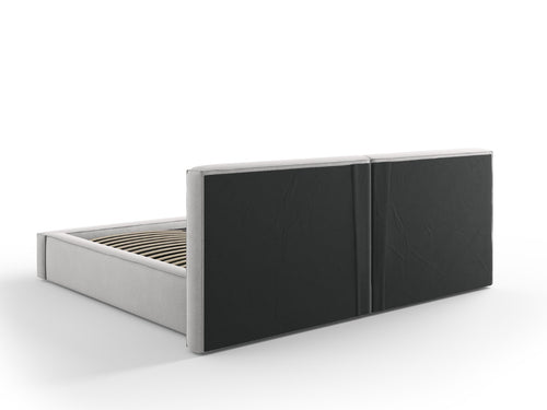 Micadoni Opbergbed met hoofdeinde Jodie 200x200cm, structurele stof, lichtgrijs - 228x254x108cm