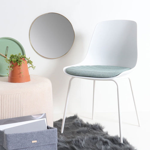 Nolon Nora-Liv Eetkamerstoel Wit - Zacht Groen Kussen - Witte Poten - vtwonen shop