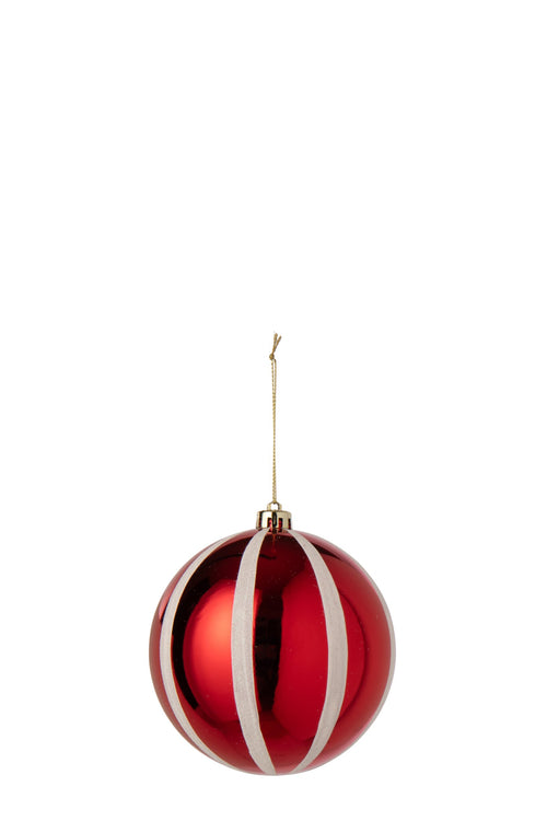 J-Line Kerstbal - polystyreen - wit/kerstrood - small - set van 16
