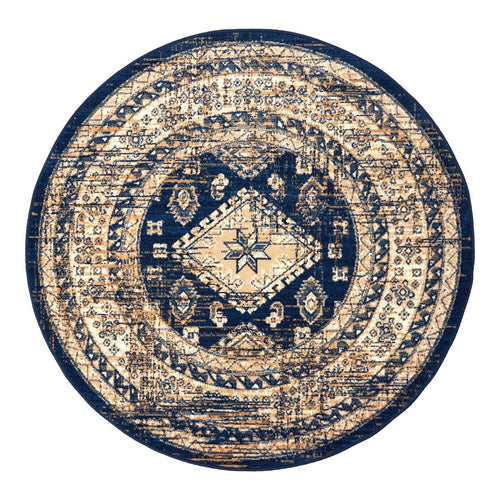 Interieur05 vintage vloerkleed Aila - blauw -   Ø 120 cm