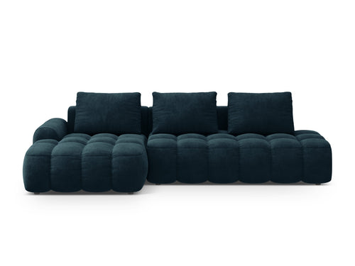 Cosmopolitan Design Uitklapbare hoekbank links met opbergdoos Linz 3-zits, flueel diepe olie - 142x275x84cm