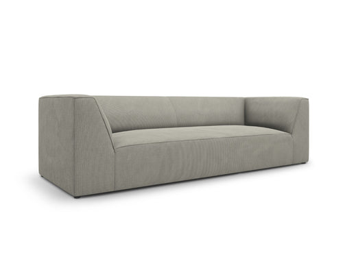Micadoni - Bank "Ruby" 3 zitplaatsen, ribfluwelen, lichtgrijs - 93x232x69cm