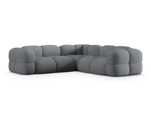 Cosmopolitan Design Symmetrische hoekbank Loretto 4-zits, structurele stof grijs - 250x250x68cm
