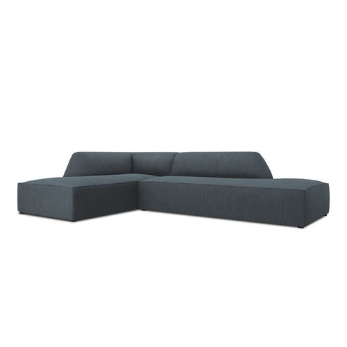 Cosmopolitan Design - Modulaire hoekbank links Siena 4-zits, ribfluwelen blauw - 180x273x69cm