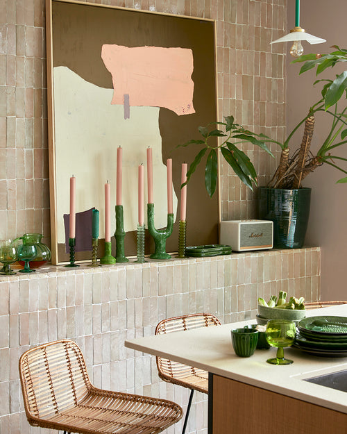 HKLIVING schilderij Abstract – mosterd/roze – 100x120cm - vtwonen shop