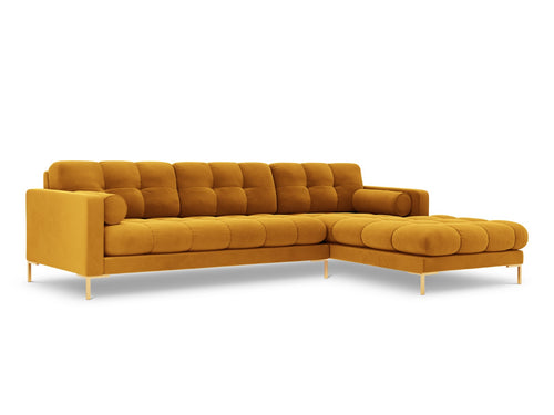Cosmopolitan Design rechter hoekbank Bali 5-zits, flueel, geel - 185x293x75cm