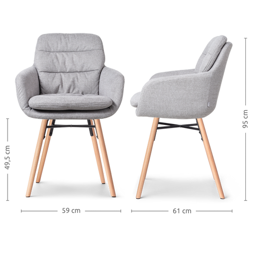 Nolon Nena-Mia Eetkamerstoelen Set van 2 - Grijs - Naturel Hout