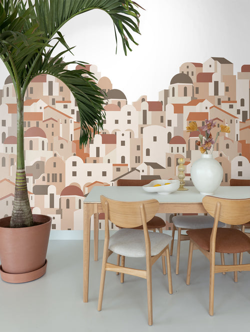 ESTAhome fotobehang mediterrane huisjes terracotta - 200 x 279 cm - 159259 - vtwonen shop