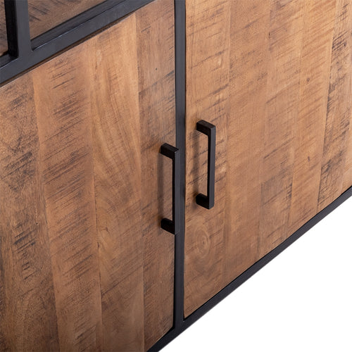 Giga Meubel Wandkast Ruben - Bruin Mangohout - 110x36x210cm - vtwonen shop