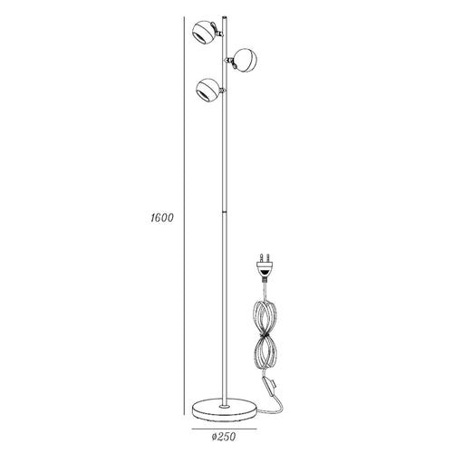 Artdelight vloerlamp Bolero - 3 lichts - 25  x 160   cm - zwart - vtwonen shop