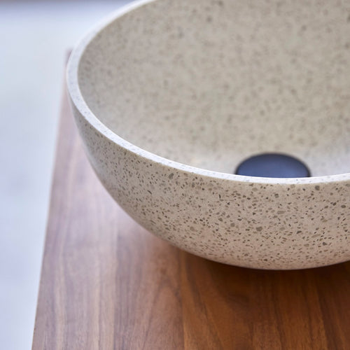 Tikamoon Ronde waskom van wit premium terrazzo ∅ 32 cm - Wit