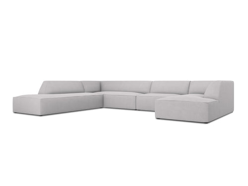 Micadoni Panoramische hoekbank links Ruby 7-zits, structurele stof, lichtgrijs - 273x366x69cm