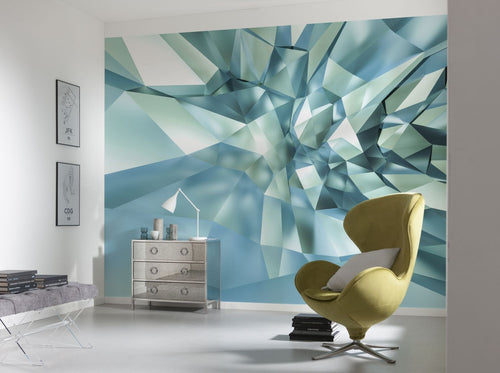 Sanders & Sanders fotobehang 3D-kristalgrot blauw en groen - 368 x 254 cm - 612246